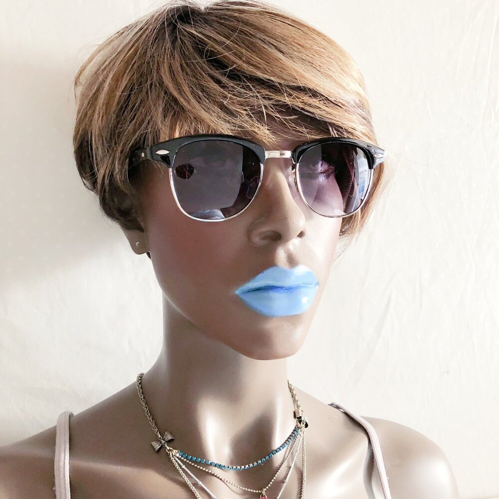 Black Silver Half Frame Club Sunglasses